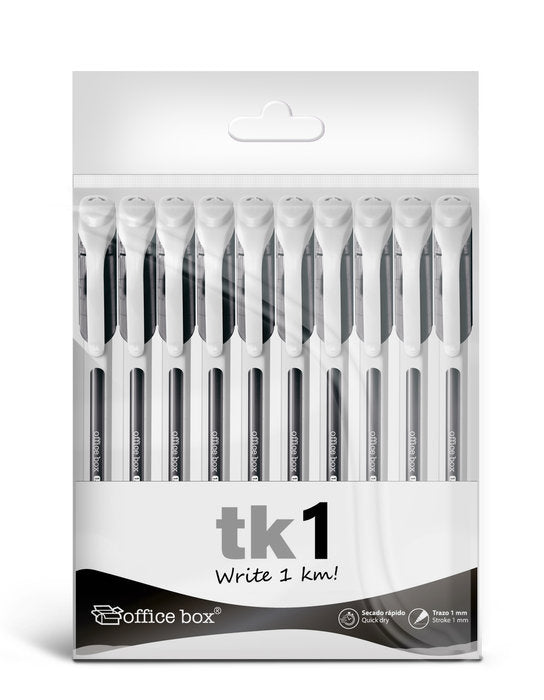 Pack 10 Bolígrafos TK1 Classic Color Negro Fraga
