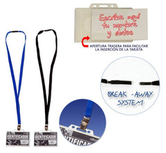 TARJETA IDENTIFICACION 90X55 COLGANTE CORDON/SEGURIDAD AZUL | 25 UNIDADES | (FRAGA)