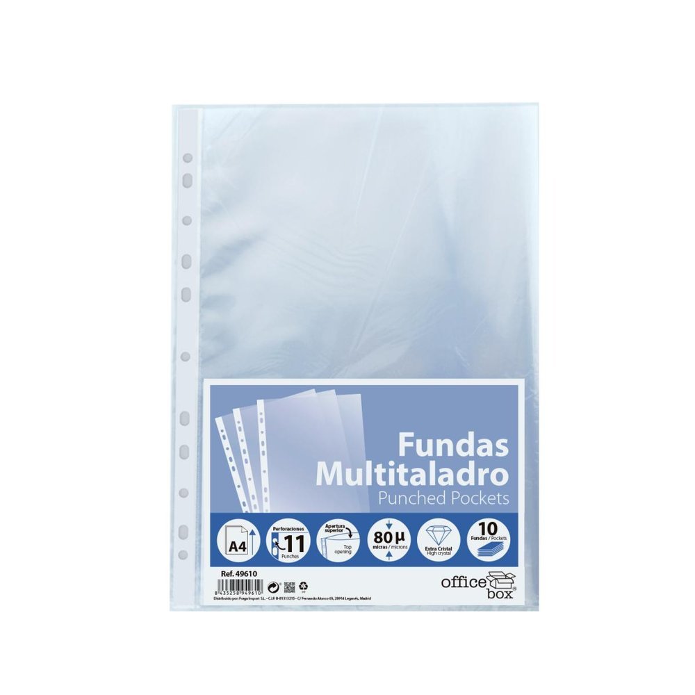 Bolsa 10 Fundas Cristal Multitaladro Tamaño A4 FRAGA