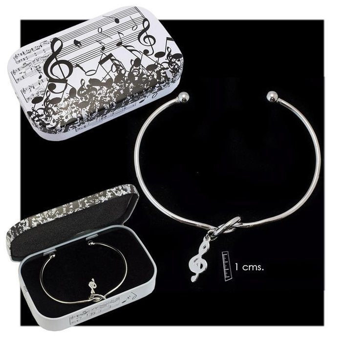 PULSERA RIGIDA PLATEADA CON CONGANTE DE UNA CLAVE DE SOL | PAPELERIA JAVIER | 1 UNIDAD | 8435266006909 Imagen principal del producto