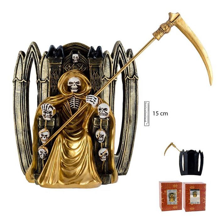 Figura Santa Muerte Dorada Sentada 20 cm Marca Figuras Esotéricas Javier Imagen principal del producto