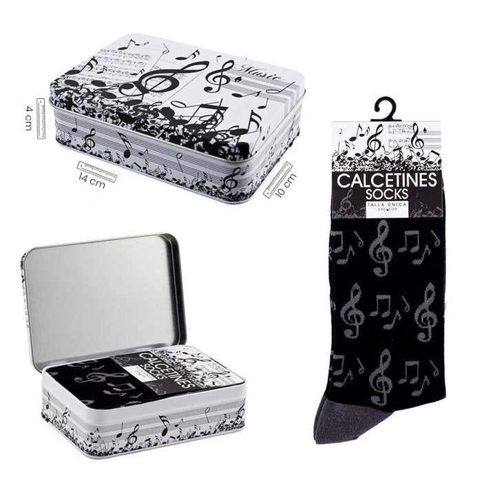 Lata Calcetines Nota Música Gris Marca Papelera Javier