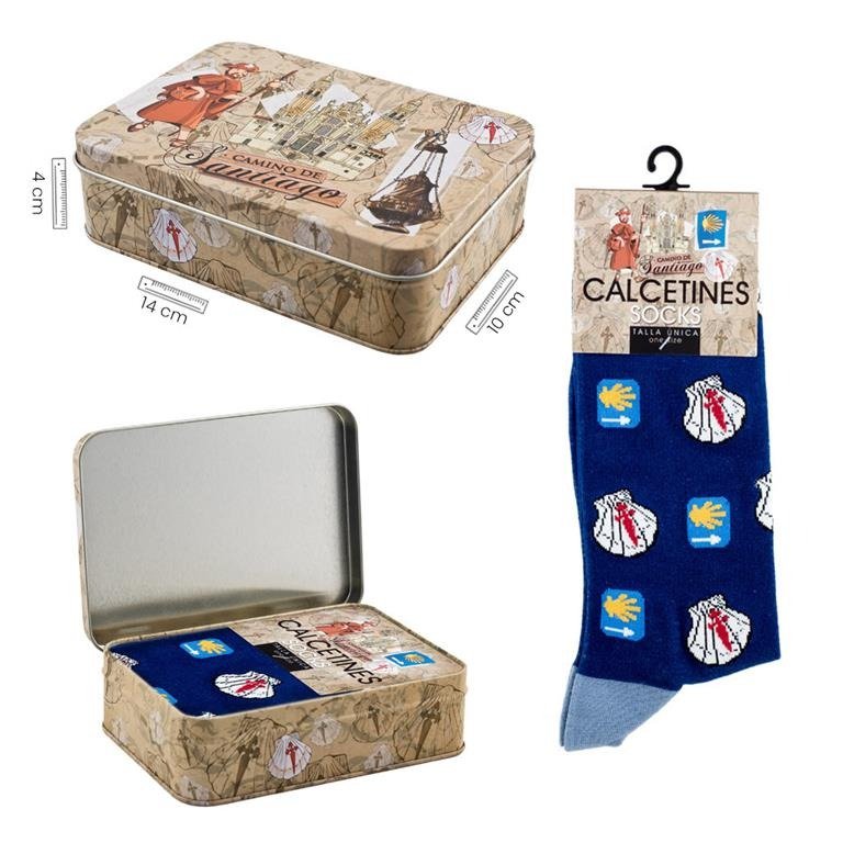 CALCETINES EN LATA CAMINO AZUL | SOUVENIR JAVIER | 1 UNIDAD | 8435266029847 Imagen principal del producto