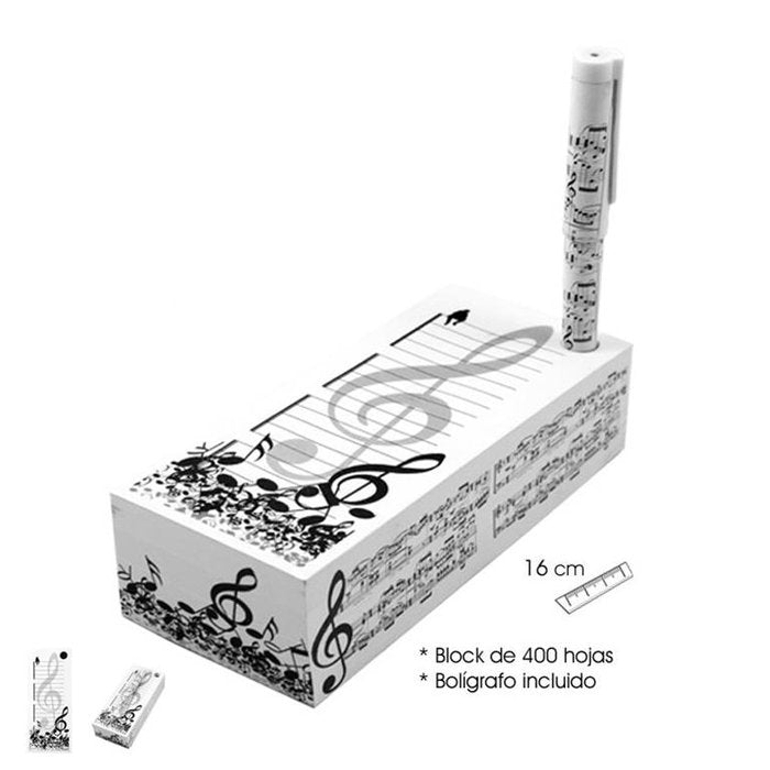 Bloc con Boligrafo Notas Música PAPELERIA JAVIER 400 Hojas Imagen principal del producto