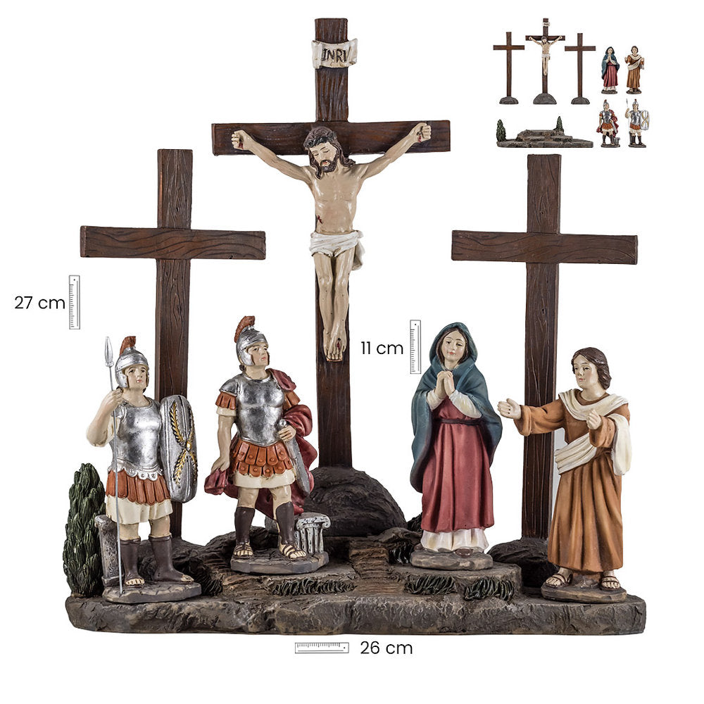Set 8 Figuras la Crucifixion 27 cm Marca Figuras Santos Javier