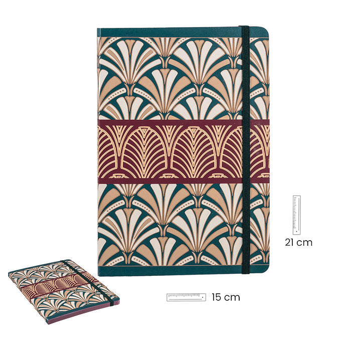 Libreta cuadros borde color A5 Art Déco, pack 6 unidades