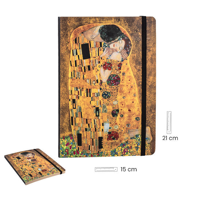 Libreta cuadros borde color A5 Klimt, pack de 6 unidades