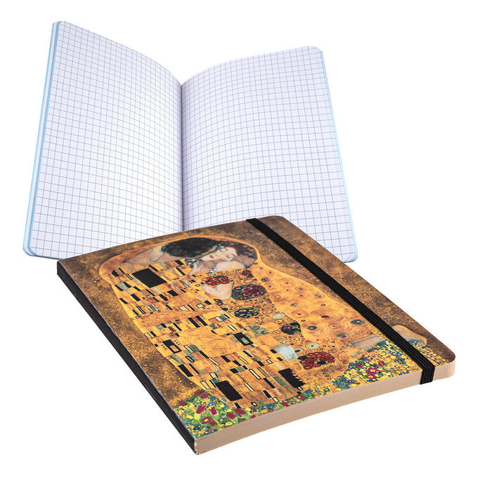 Libreta cuadros borde color A5 Klimt, pack de 6 unidades