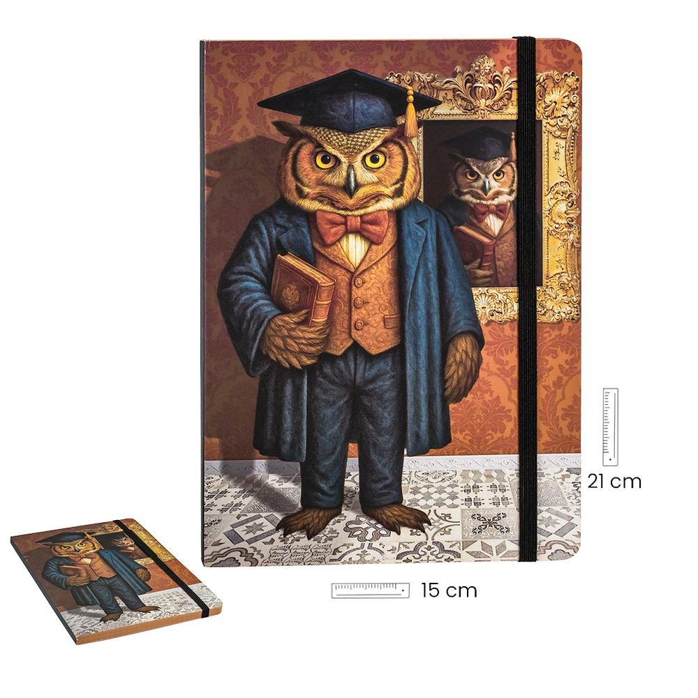 Libreta A5 Búho con Libros Marca Papelería Javier Imagen principal del producto
