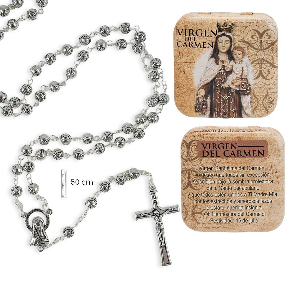 Rosario Virgen del Carmen Flores Metal 50 cm Marca Rosario Javier