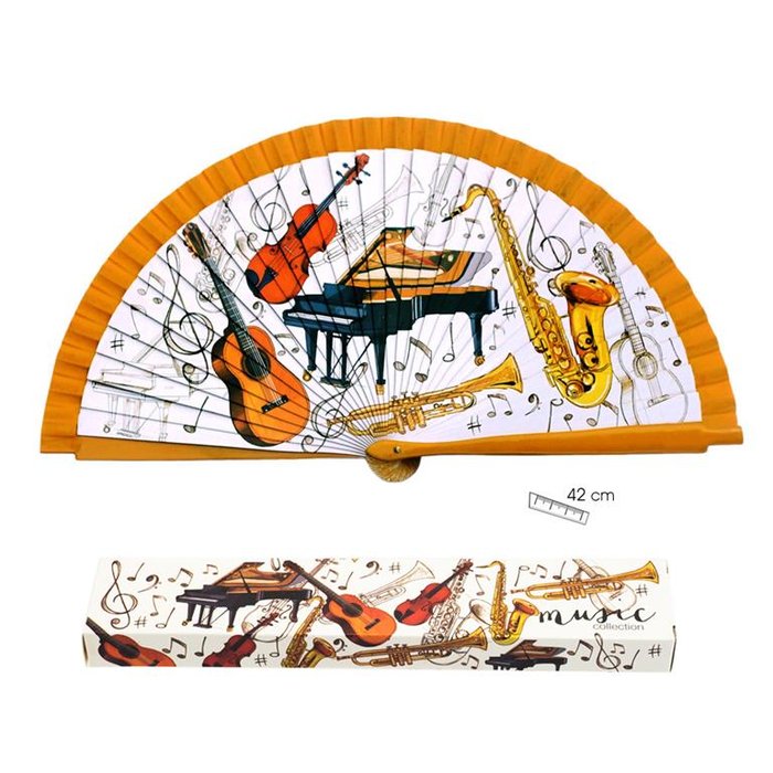 ABANICO CON DIBUJOS DE INSTRUMENTOS MUSICALES | PAPELERIA JAVIER | 1 UNIDAD | 8435266185628 Imagen principal del producto
