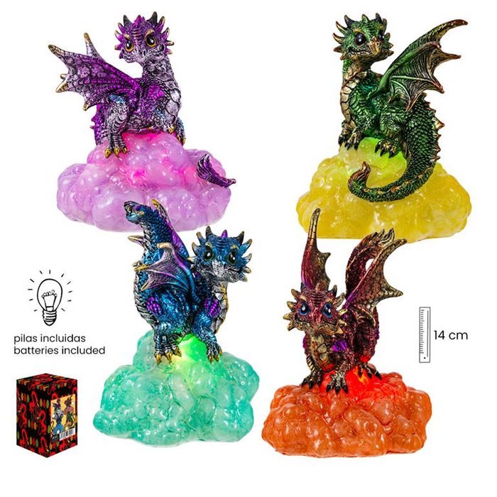 Dragon Sobre Roca de Colores con Luz 14 cm Figuras Esotéricas Javier Imagen principal del producto