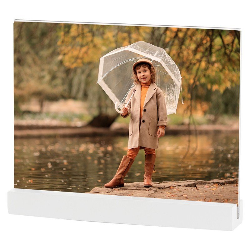 Marco fotos acrílico con pie de madera blanco horizontal 13x18 DEMARK Imagen principal del producto