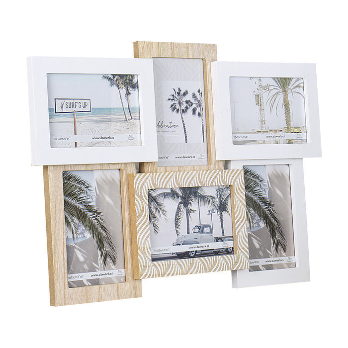 MARCO MULTIPLE DE MADERA PARA PARED PARA 6 FOTOS 10X15 CM | 1 UNIDADES | (DEMARK)