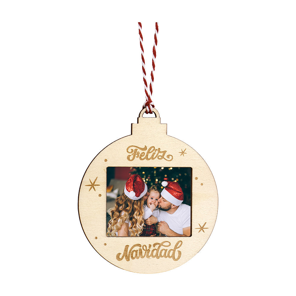 BOLA NAVIDAD PLANA COLGANTE DE MADERA PARA FOTO DE 5X6CM | DEMARK | 1 UNIDAD | 8435354908207 Imagen principal del producto