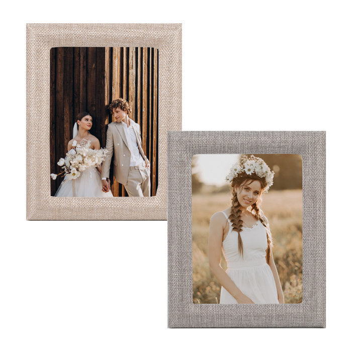 MARCO MADERA FORRADO LINO EN 10X15CM SOBRE / PARED GRIS | 1 UNIDADES | (DEMARK)