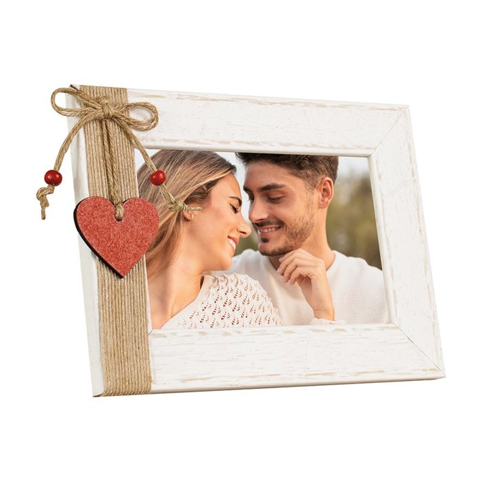 Marco de Madera 10x15 Horizontal Decorado Corazón Colgante DEMARK