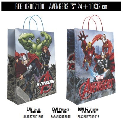 BOLSA REGALO PAPEL AVENGERS DISNEY 10X24X32 ASA RETORCIDA S | ANDINA | 1 UNIDAD | 8435377501805 Imagen principal del producto