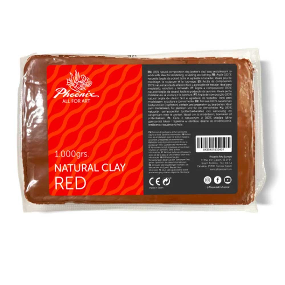 ARCILLA NATURAL ROJA 1KG | 12 UNIDADES | (PHOENIXART) Imagen principal del producto