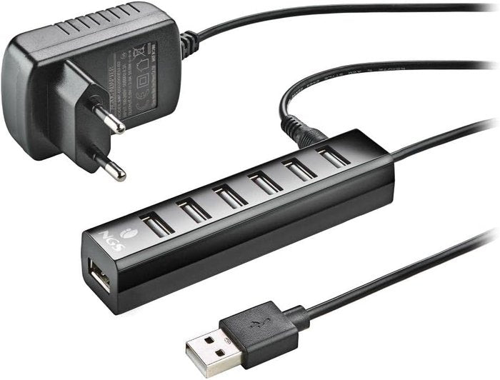Hub USB de 7 Puertos con Adaptador de Corriente Lurbe Group S.A. NGS