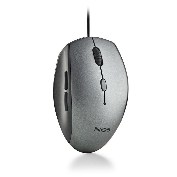 Ratón ergonómico NGS botones silenciosos gris