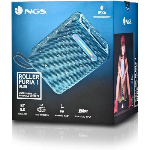 Altavoz portátil Bluetooth con luces RGB e impermeabilidad azul Lurbe Group S.A. NGS