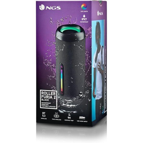 Altavoz negro portátil Bluetooth radio impermeable Lurbe Group NGS