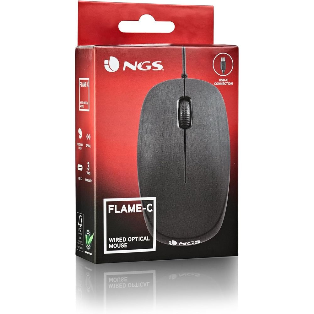 Ratón óptico USB-C NGS Flame-C negro