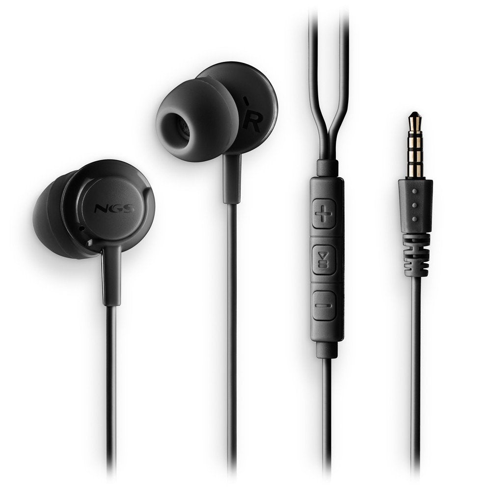 Auriculares botón cable micrófono control de volumen negros Lurbe Group NGS