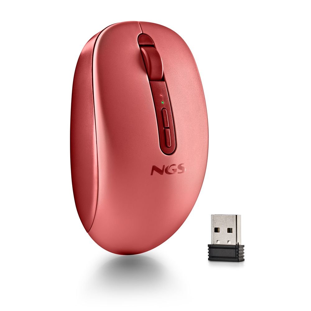 Ratón inalámbrico Bluetooth silencioso ergonómico rojo NGS