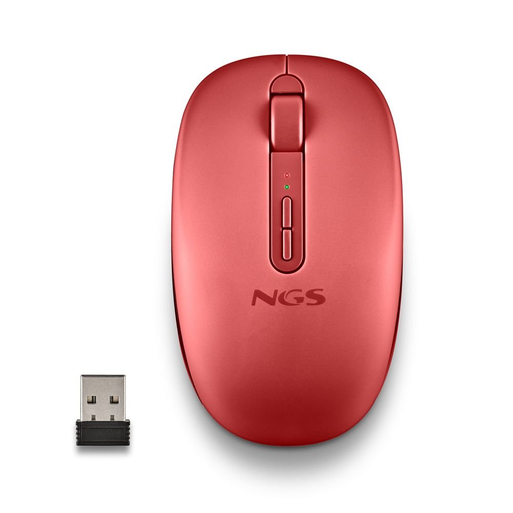 Ratón inalámbrico Bluetooth silencioso ergonómico rojo NGS