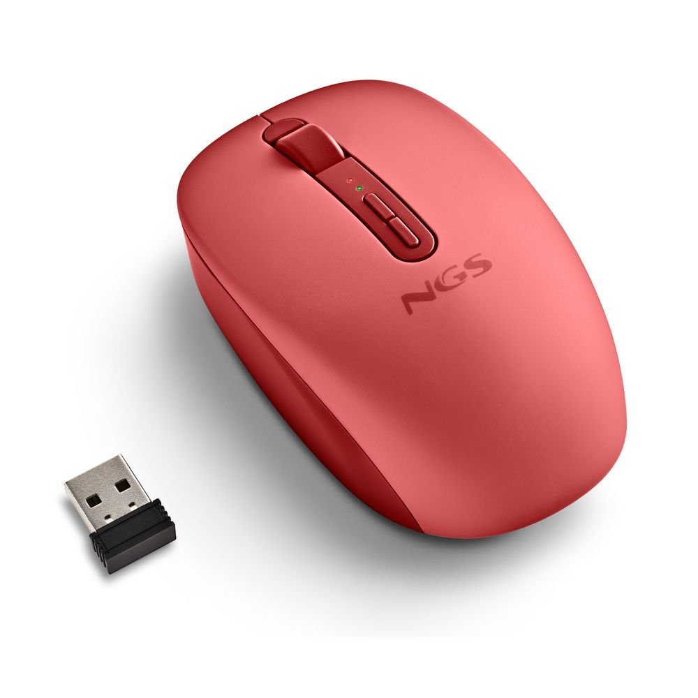 Ratón inalámbrico Bluetooth silencioso ergonómico rojo NGS