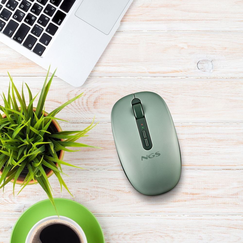 Ratón inalámbrico Bluetooth silencioso ergonómico NGS verde