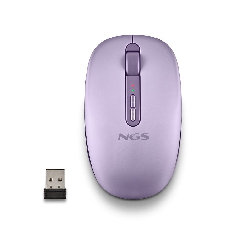 Ratón inalámbrico Bluetooth silencioso ergonómico morado NGS