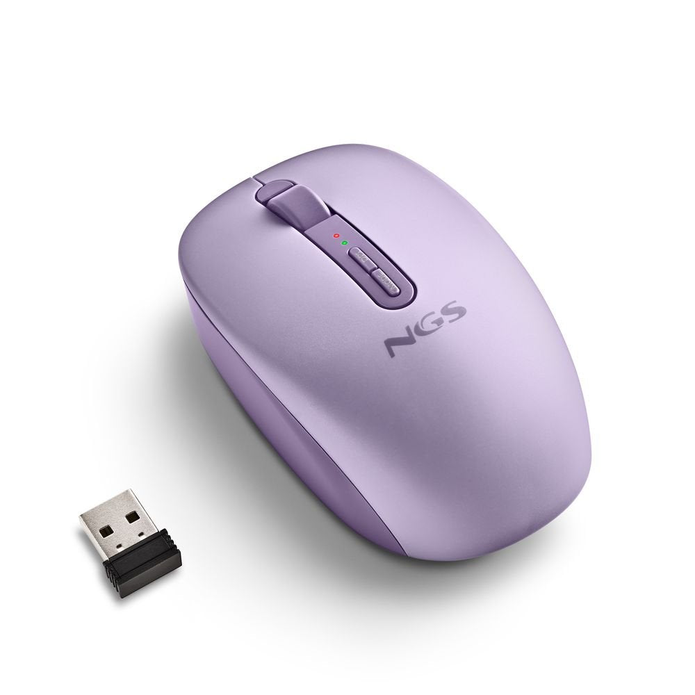 Ratón inalámbrico Bluetooth silencioso ergonómico morado NGS