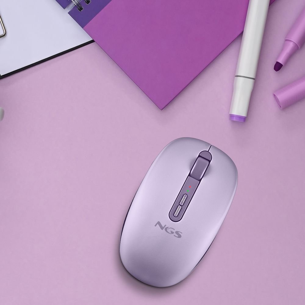 Ratón inalámbrico Bluetooth silencioso ergonómico morado NGS