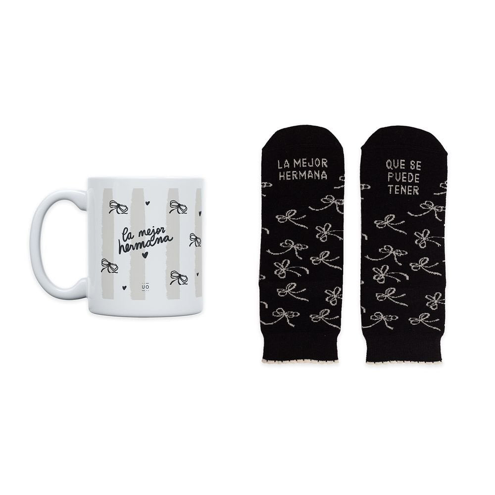 KIT TAZA + CALCETINES LA MEJOR HERMANA QUE SE PUEDE TENER 36 | UO | 1 UNIDAD | 8435449346105 Imagen principal del producto