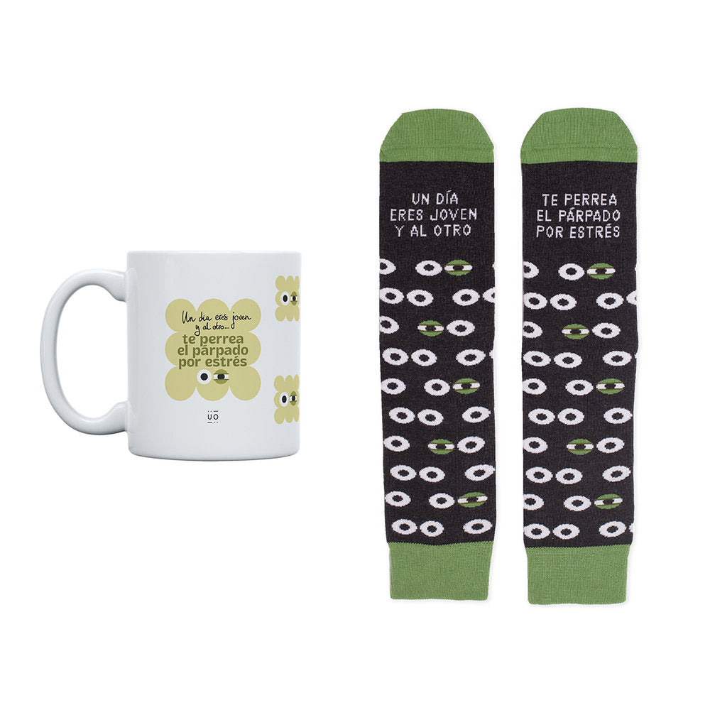 Kit Taza y Calcetines Un día Eres Joven y al Otro Te Perrea UO