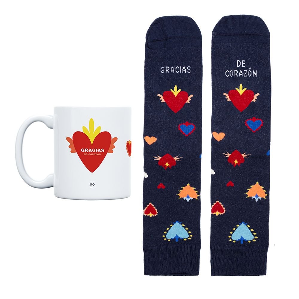 KIT TAZA + CALCETINES GRACIAS DE CORAZON TALLA 36-41 | UO | 1 UNIDAD | 8435449377109 Imagen principal del producto