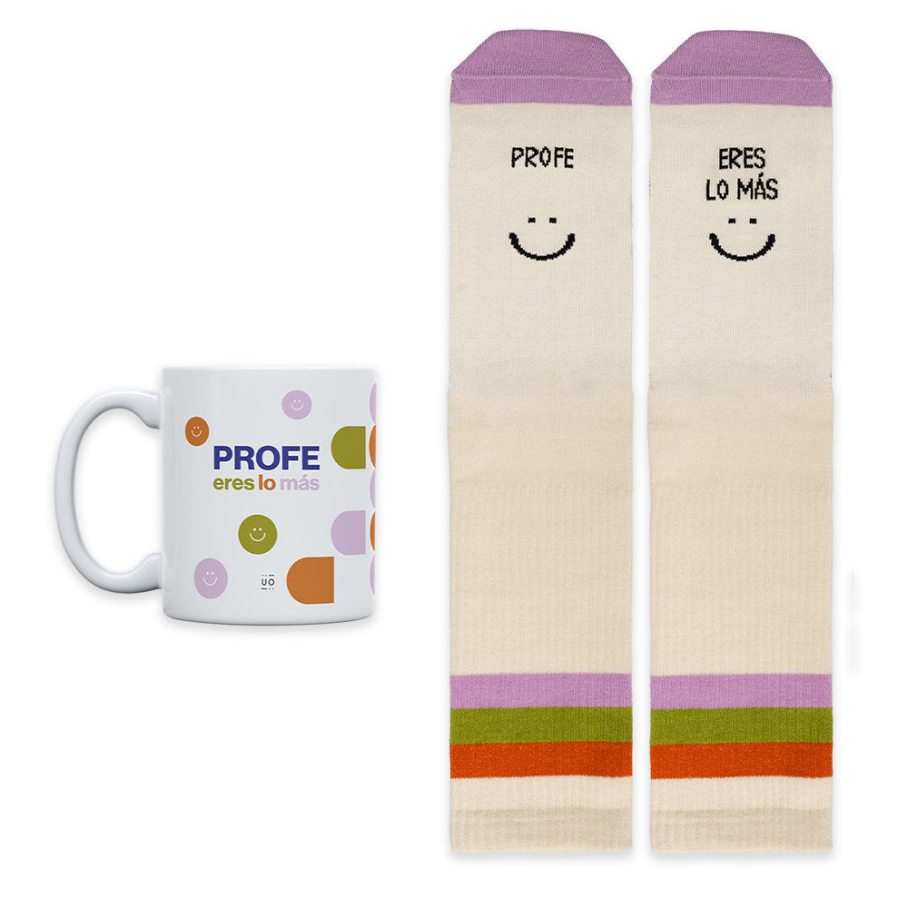 KIT TAZA + CALCETINES PROFE ERES LO MAS TALLA 42-46 | UO | 1 UNIDAD | 8435449380970 Imagen principal del producto
