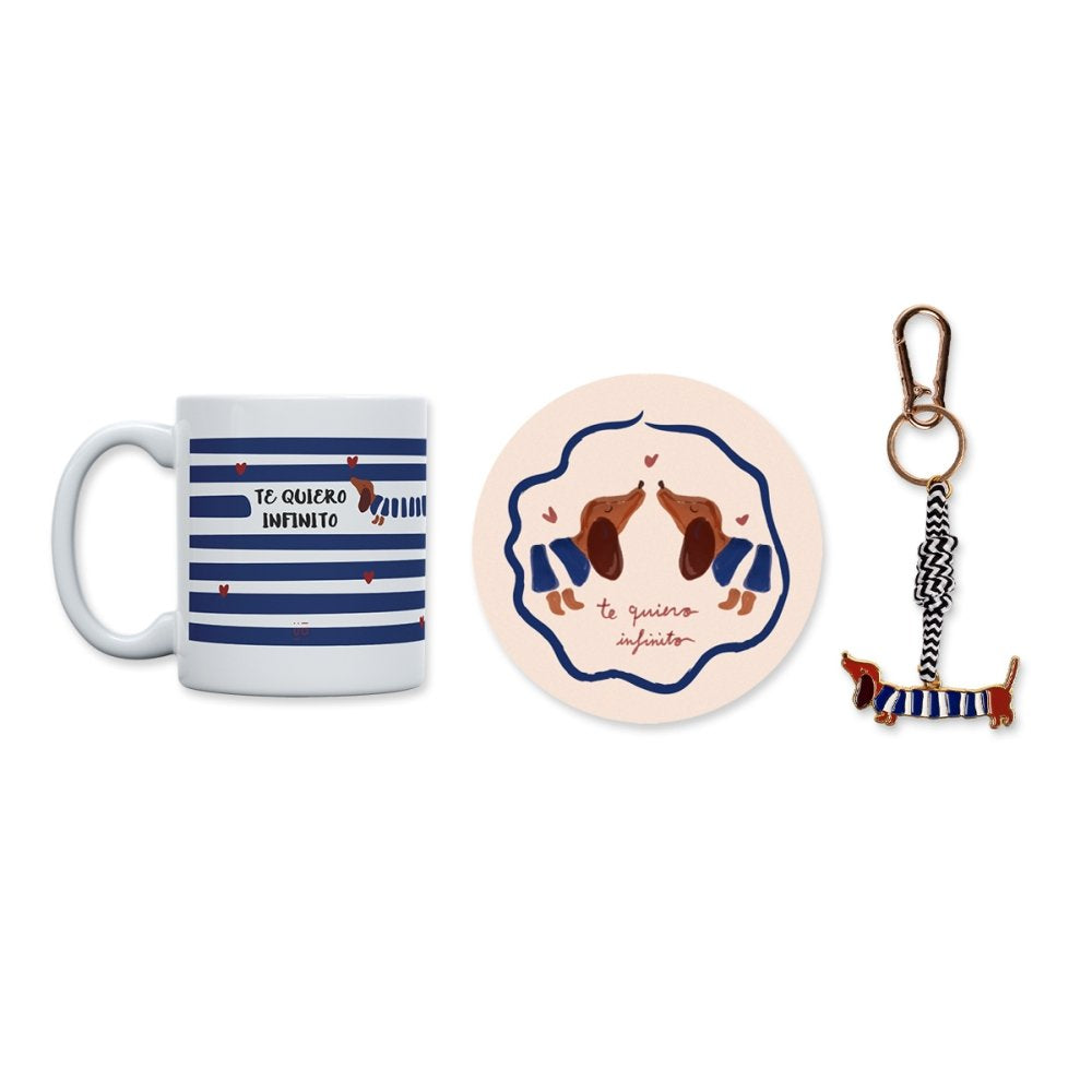 Kit Llaveros Taza y Posavaso Te Quiero Infinito Marca UO