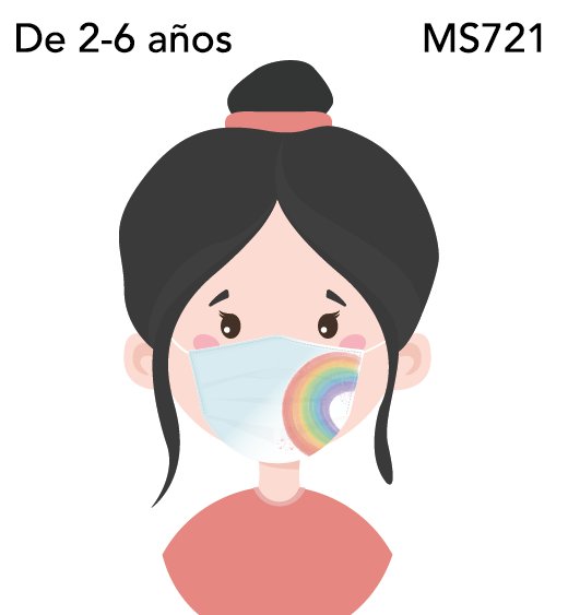 Mascarilla Estampada Arcoiris con Filtro de Carbón 2/6 Años Lovely Story