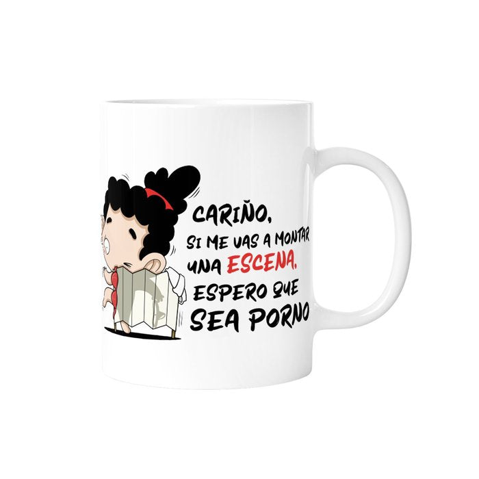 TAZA CARIÑO SI ME VAS A MONTAR UNA ESCENA ESPERO QUE SEA PO | LOVELY STORY | ENVASE 2 UDS. UNIDAD | 8435458061877 Imagen principal del producto