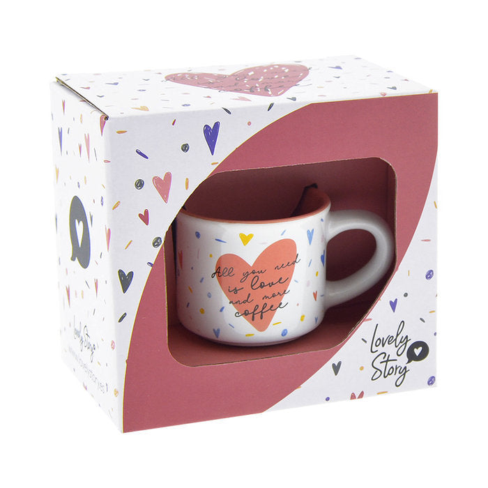 TAZA MINI 50ML ALL YOU NEED IS LOVE AND MORE COFFEE | LOVELY STORY | 1 UNIDAD | 8435458084678 Imagen principal del producto
