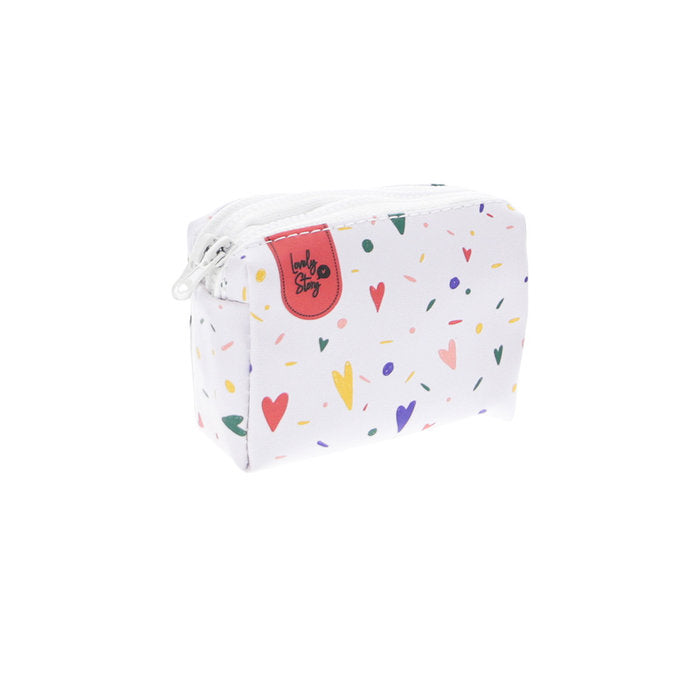 MONEDERO BLANCO DOS CREMALLERAS CORAZONES | LOVELY STORY | 1 UNIDAD | 8435458085323 Imagen principal del producto