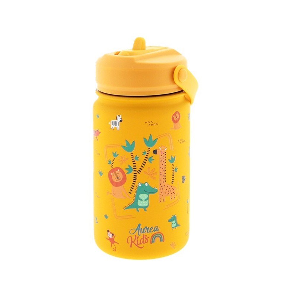Botella acero 330ml con pajita Mustard Little Safari