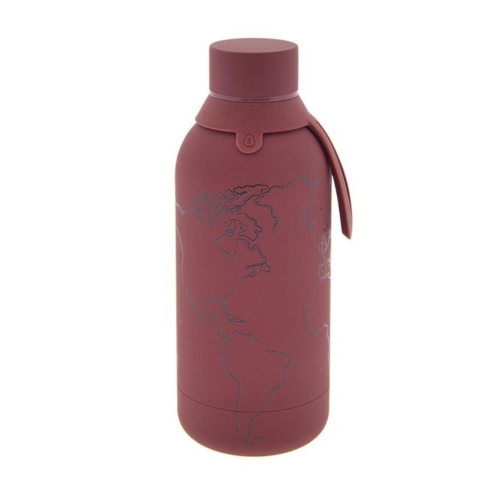 Botella térmica adulto 500ml acero inoxidable magenta World Map AUREA Imagen principal del producto