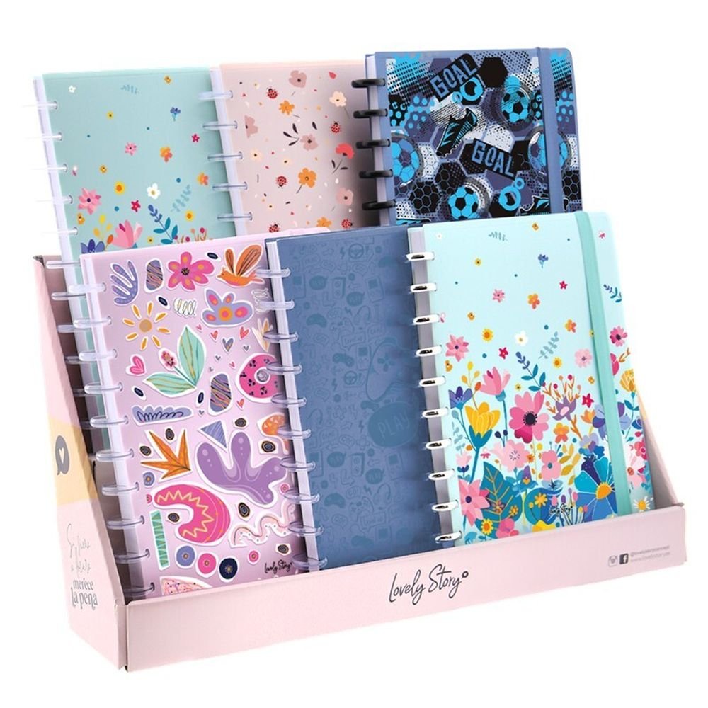 Expositor 12 Unidades Cuaderno A4 Libreta Anillas Lovely Story