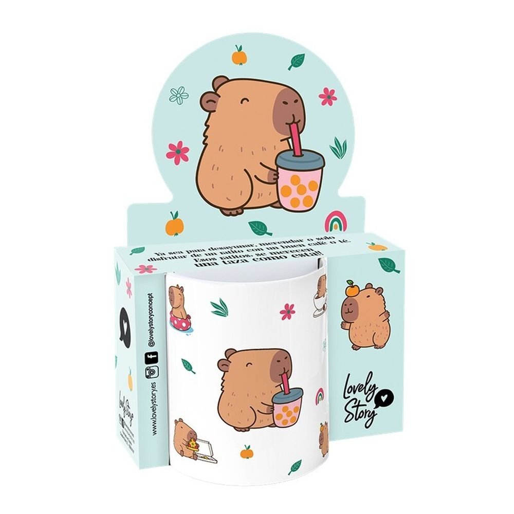 TAZA BUBBLE TEA CAPIBARA | LOVELY STORY | ENVASE 2 UDS. UNIDAD | 8435458155385
