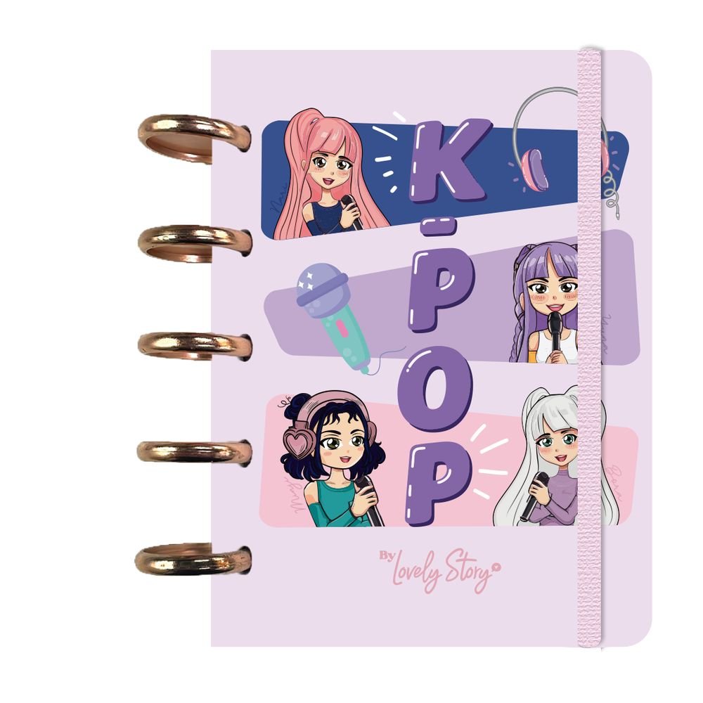 Cuaderno A6 100 hojas cuadrícula Pink K-pop Lovely Story